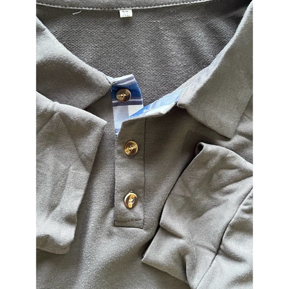 Men's New Long Sleeve Polo Shirts-Casual Thermal Loose Fit Pullover Sweatshirts - Picture 3 of 5